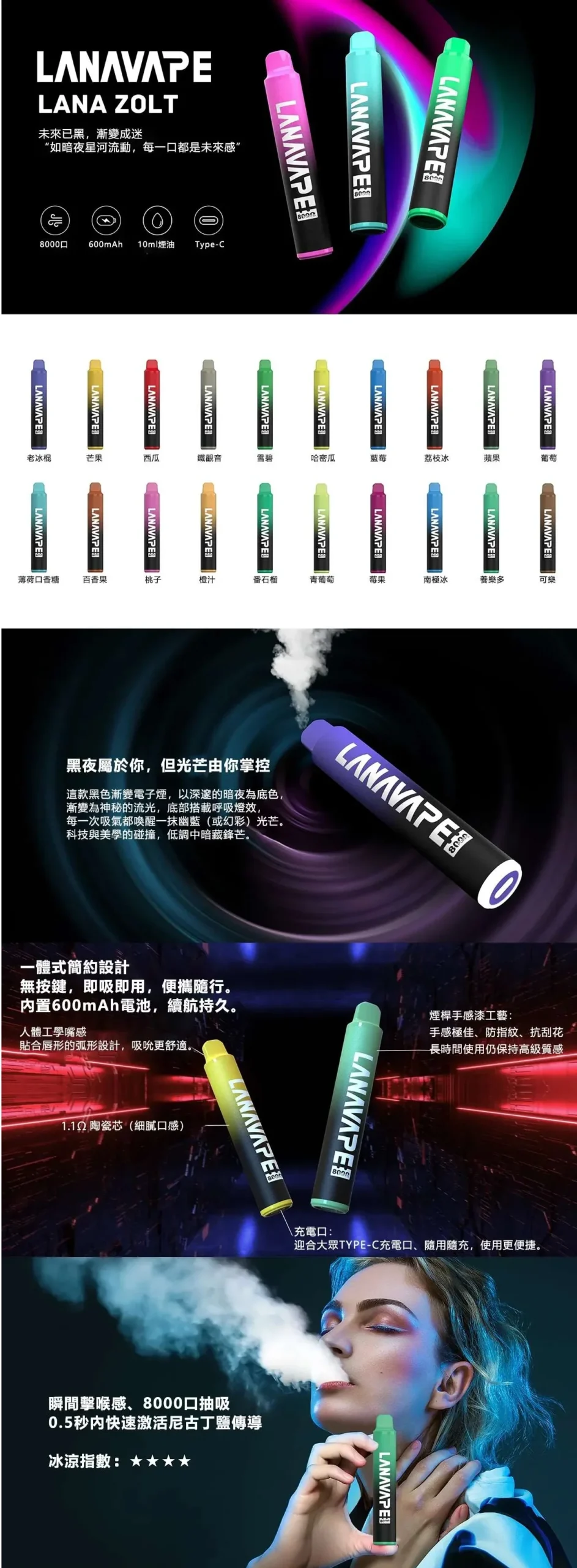Lana 8000口拋棄式 _商品功能介紹 Lana 8000口拋棄式 _商品功能介紹